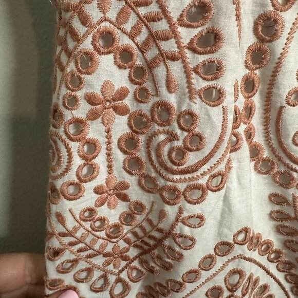 Bardot Eliza Eyelet Ruffle Mini Dress Size 6 White Pink Preppy Brunch Cotton NWT - Picture 4 of 13